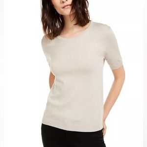 NEW Weekend Max Mara Oat Color Silk Knit T-Shirt, XS